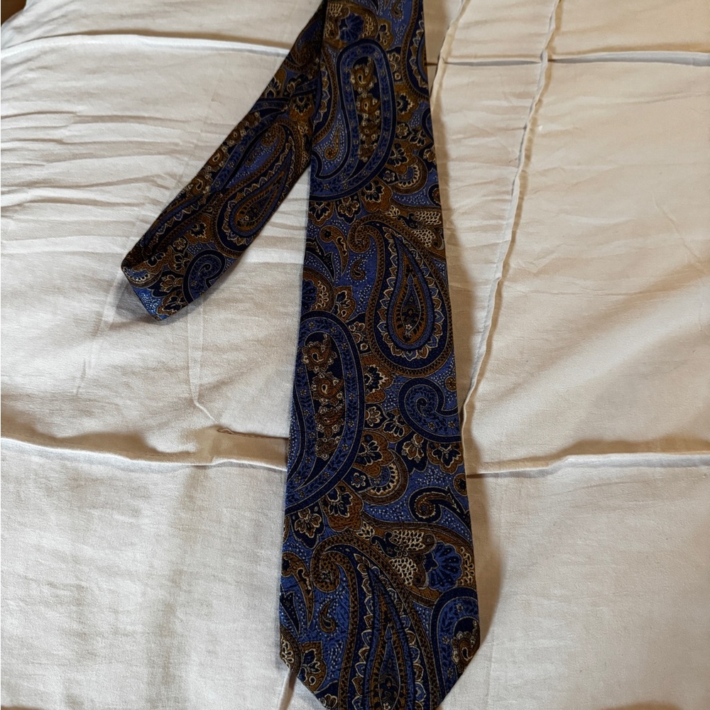 Elegant Blue and Brown Paisley Tie